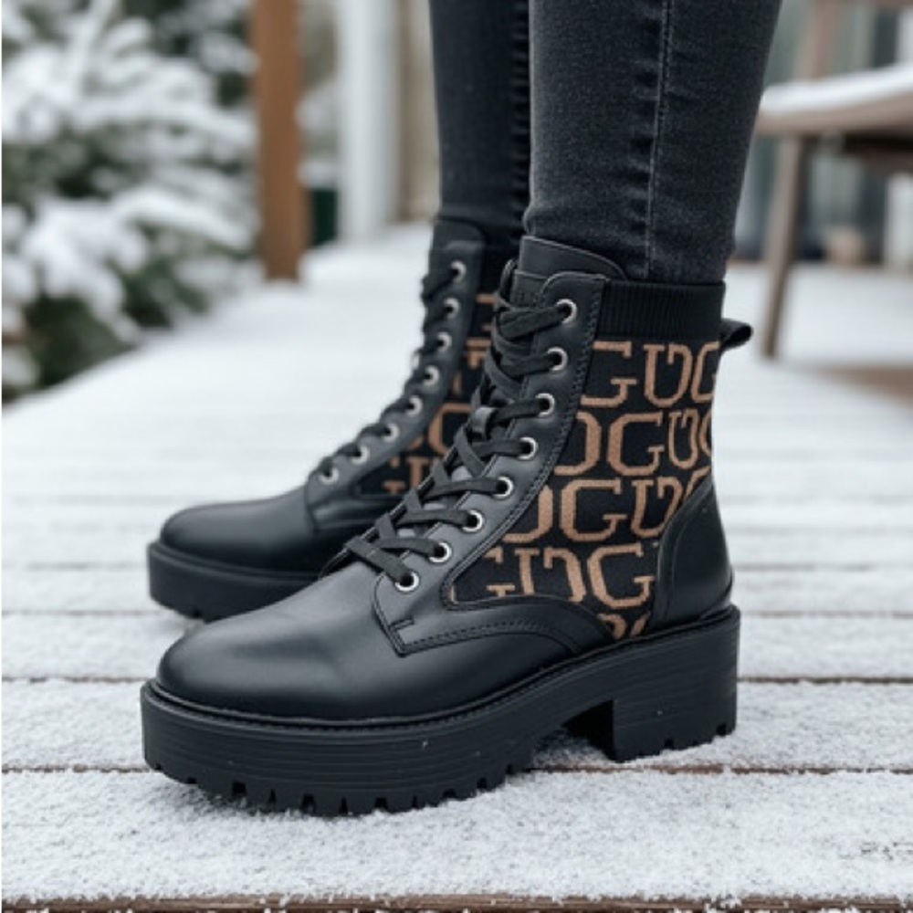 Guess Women’s Combat/Moto Lace Up Boots